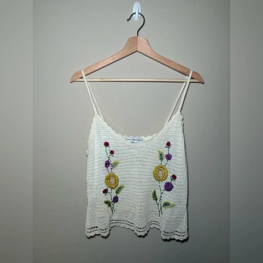 PAPELL BOUTIQUE EVENING Large ivory crochet beaded 2 pieces outfit - Picture 2 of 16